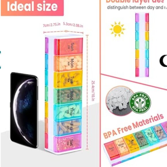 2 - Extra Large Weekly Pill Organizer 2 Times a Day - Picture 2 of 4
